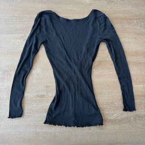 Free People Black Long Sleeve Low Back Top